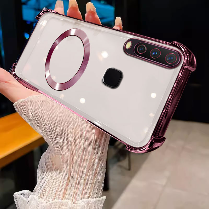 เคส ปลอก VIVO Y11 Y12 Y15 Y17 Y19เคสโทรศัพท์ Anti collision Soft GOLD border ฝาครอบป้องกันโปร่งใสพร้อมแหวนดูดแม่เหล็กกันกระแทกกันชน sjcxq
