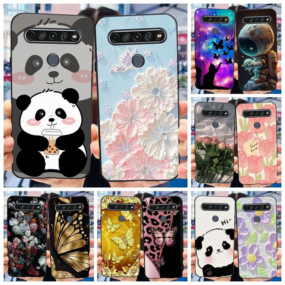 Lg K61 2020 ปลอก Lg K61 LM-Q630 แมวน่ารักแพนด้าดอกไม้ทาสีซิลิโคนอ่อนนุ่ม TPU เคสโทรศัพท์
