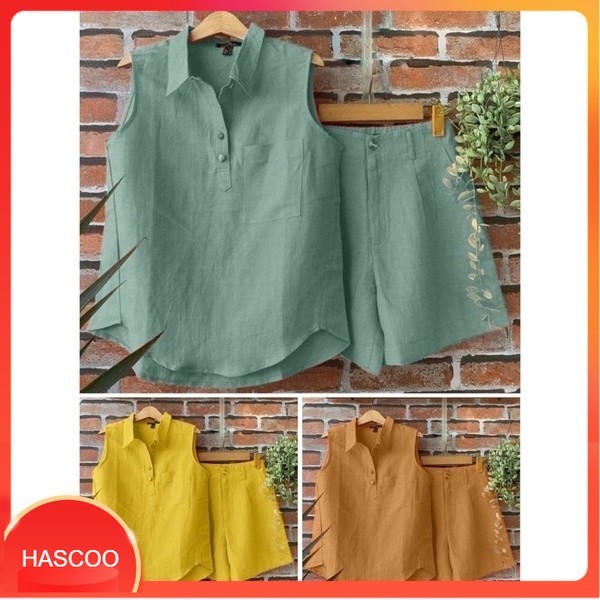 ชุดโฮมแวร์ผู้หญิง กางเกงขาสั้น เสื้อกล้าม ผ้านุ่ม hc1.6 - SN