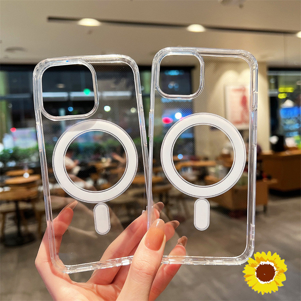 เคสโทรศัพท์แม่เหล็กใสรูขนาดใหญ่ Samsung S24 S24 Ultra S24 PLUS ป้องกันการตกและป้องกันรอยขีดข่วน