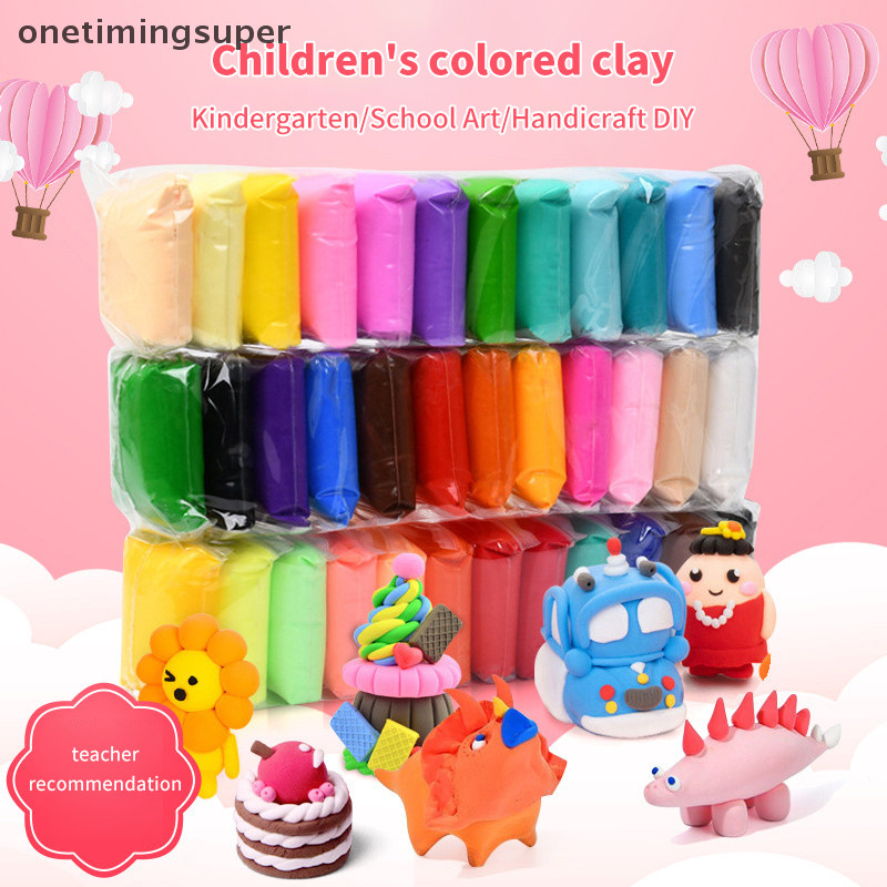 Onetimingsuper Modelling Clay ดินน้ํามันสีสันสดใส Super Light Clay Air Dry Polymer Slime ของเล่นเพื่