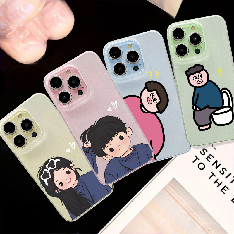 รูปแบบคู่รักน่ารักเด็กผู้ชายผู้หญิง นกันกระแทกซิลิ เคสIPhone 11 14 15 13 12 Pro Max 7 8 15 Plus X XS XR MAX SE 2020