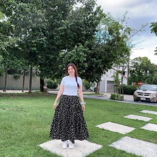 กระโปรงช้างและลายอื่นๆ 3 ชั้นทรงเกาหลีน่ารักก ยาว35นิ้วผ้าไหมญี่ปุ่น ผ้านิ่มขาดยาก