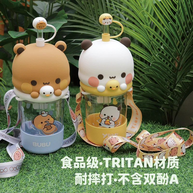 ใหม่ Panda Bubu และ Yier ถ้วยฟางแบบพกพาการ์ตูน Panda Bear รูปที่ 6