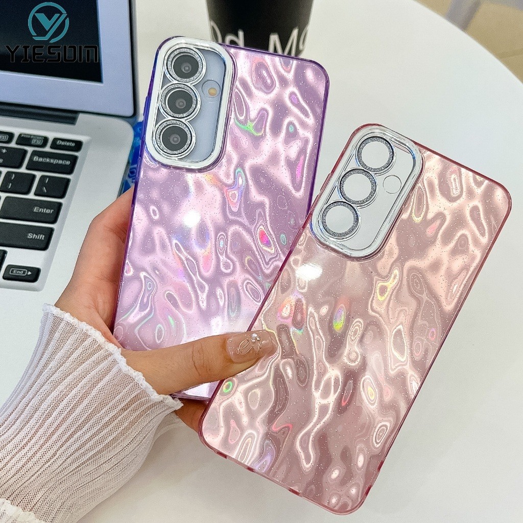 เลเซอร์พับ Tinfoil เคสโทรศัพท์สําหรับ Samsung Galaxy A55 5G A35 5G A25 A15 A54 5G กันกระแทก Glitter กล้องฝาครอบป้องกัน