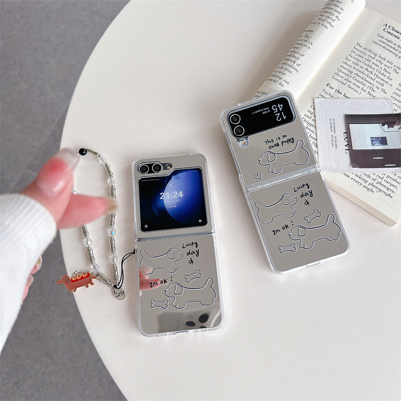 แฟชั่น Slim Mirror Flip Case Samsung Galaxy Z Flip 7 Z Flip 6 Z Flip 5 Z Flip 4 Casing Bracelet สายรัดข้อมือกันกระแทก Hard PC ฝาหลัง - รูปที่ 7