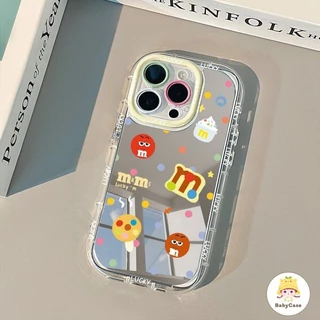 ลายจุดสีน่ารัก M เมล็ดช็อกโกแลต กระจกแต่งหน้า เคสIPhone 16 15 17 11 13 14 12 Pro Max XR XS X Max 8 15 14 Plus SE 2020