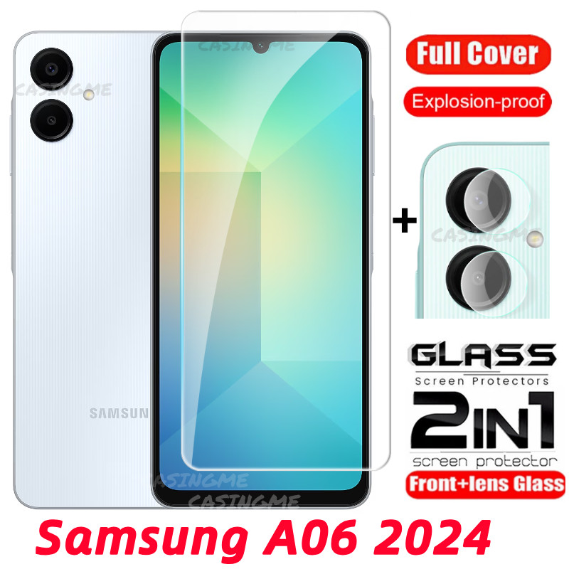 Samsung A06 2024 ฟิล์ม 2 in 1 ป้องกันหน้าจอกระจกนิรภัยสําหรับ Samsung Galaxy A06 A06s SamsungA06 06A