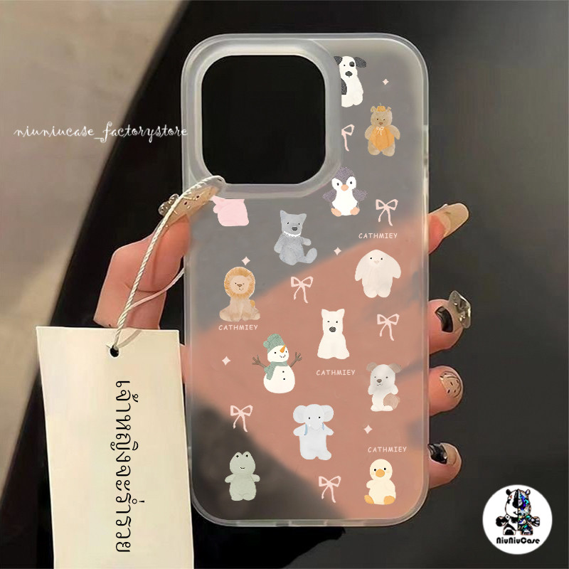 ส่งจากไทย เคสไอโฟน11 เคสโทรศัพท์ โปร่งแสง Bow Gift Matte Case For iPhone 11 12 13 14 15 Pro Max X XS 7P 14Plus XR เคส