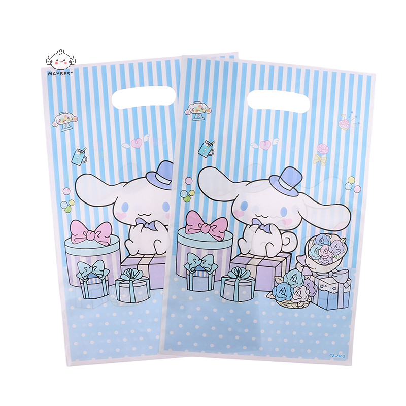 {maybest} 10 ชิ้น Sanrio Theme Cinnamorooll วันเกิดตกแต่งพลาสติกถุงของขวัญฟิล์มมุกของขวัญ PE กระเป๋าสาวอุปกรณ์ตกแต่ง {TH}