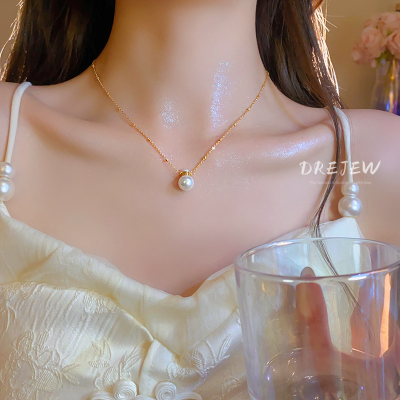 DREJEW เดรช สร้อยคอจี้มุกไม่สม่ําเสมอประณีตและทันสมัยโซ่กระดูกไหปลาร้าฝรั่งเศสย้อนยุคเครื่องประดับระดับไฮเอนด์