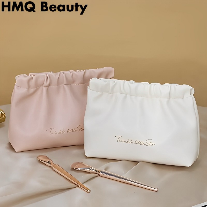Mini Minimalist กระเป๋าเก็บน้ําหนักเบาคลัทช์แต่งหน้า Ruched Design Self ปิดลิปสติกกระเป๋า