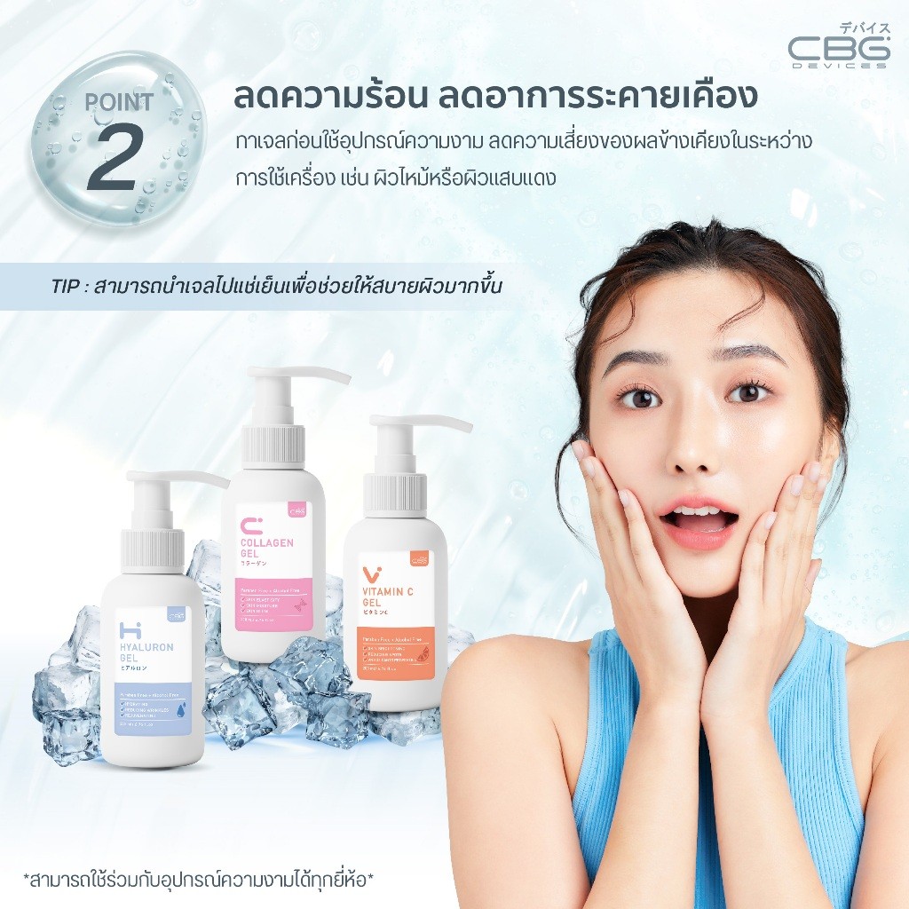 CBG Devices เจลนวดหน้า Conductive Gel สูตรคอลลาเจน (CGC)ใช้กับเครื่องนวดหน้าได้ทุกรุ่น ช่วยเพิ่มประส