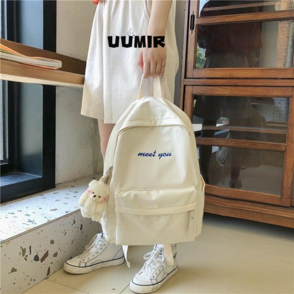 UUMIR กระเป๋าเป้สะพายหลังนักเรียนกระเป๋าเป้สะพายหลังผู้หญิงความจุขนาดใหญ่กันน้ําคุณภาพสวมใส่สีทึบไนลอนกระเป๋านักเรียนผู้ใหญ่