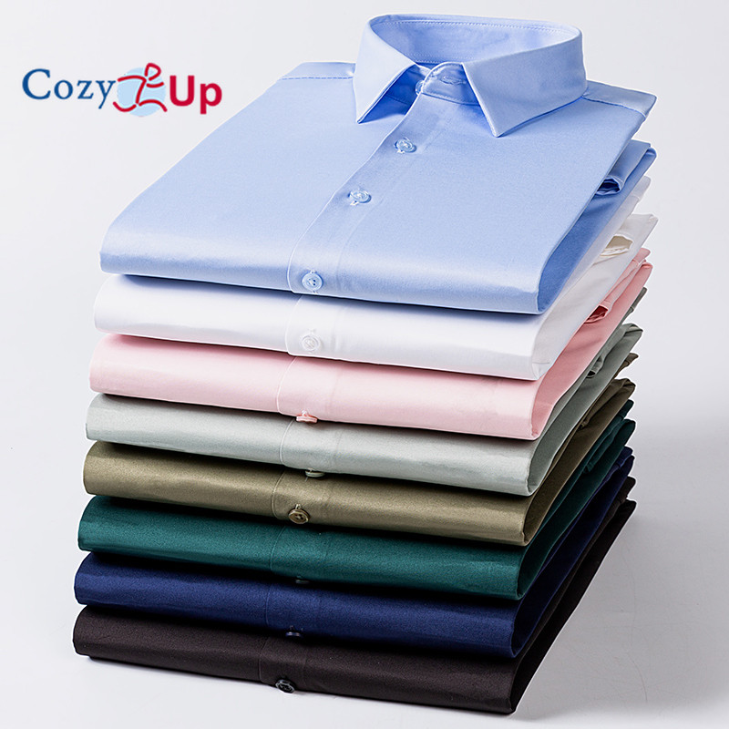 Cozy Up Mens Business Long Sleeve Stretch Dress Shirt Wrinkle-Free Regular Fit Button Down Shirts