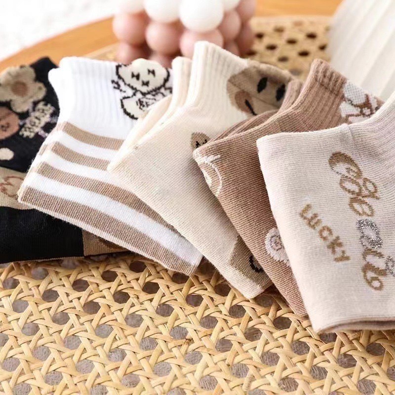 SY SHOP ถุงเท้าข้อสั้น (5ลาย/10คู่) ถุงเท้าแฟชั่นเกาหลี เนื้อผ้านุ่มงานถักอย่างดี ลายยิ้ม NO.B73 - รูปที่ 5