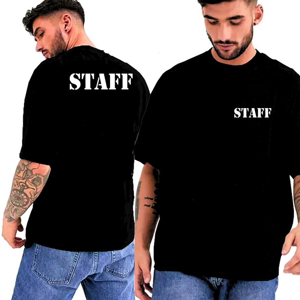 เสื้อยืด คอกลม สกรีนคำว่า STAFF ผู้ดูแลงานต่างๆ เนื้อผ้าCotton100% SF