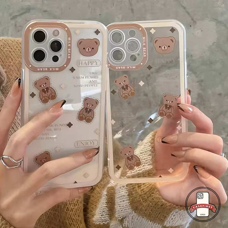 การ์ตูนหมีใสน่ารัก Tpu เคสสำหรับ OPPO A38 A15 A12 A5s A17K A53 A78 A18 A57 A16 A17 A58 A54 A7 A77 Reno 5F