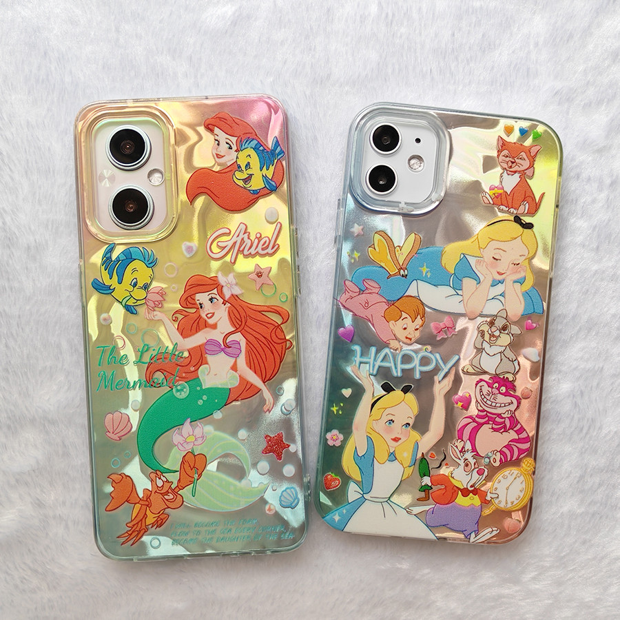 เคส OPPO Reno 12F 12 11F 8T 8Z 7Z 6Z 10 11 8 6 5 7 PRO 4G 5G ปลอกน่ารัก Mermaid Alice การ์ตูน ripple Case