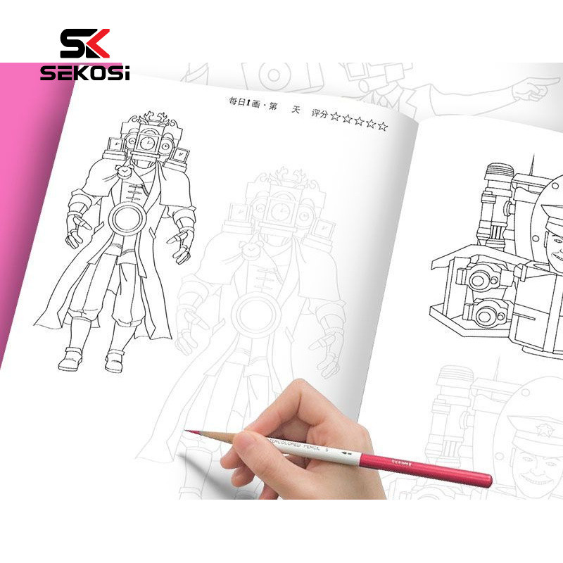 Sk Toilet Man Monitor Man Sketchbook เด็กเรียนรู้การวาดสมุดระบายสี Skibidi ปรับปรุงความเข้มข้นของเด็ก