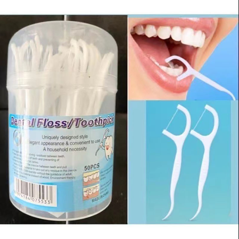 TT HOME01ไหมขัดฟันแบบนุ่มพิเศษ 50ชิ้น /กล่อง ไหมขัดฟันแบบพกพา สะอาดสดชื่นปกป้องฟัน