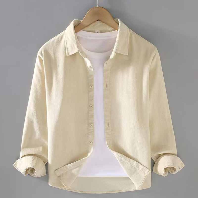 เชิ้ตผู้ชาย 7สี ธรรมดาทุกการแข่งขันสบายๆหลวมคู่แฟชั่นเสื้อเชิ้ตแขนยาว เสื้อเชิ้ตผู้ชาย