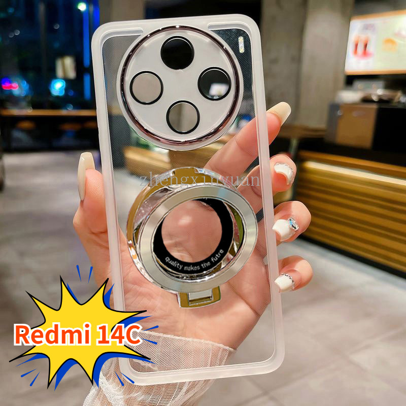 ปลอกสําหรับ XIAOMI POCO C75 Redmi 14C 4G 5G 2024 โปร่งใสแหวนผู้ถือแม่เหล็กสําหรับ POCOC75 C 75 Redmi