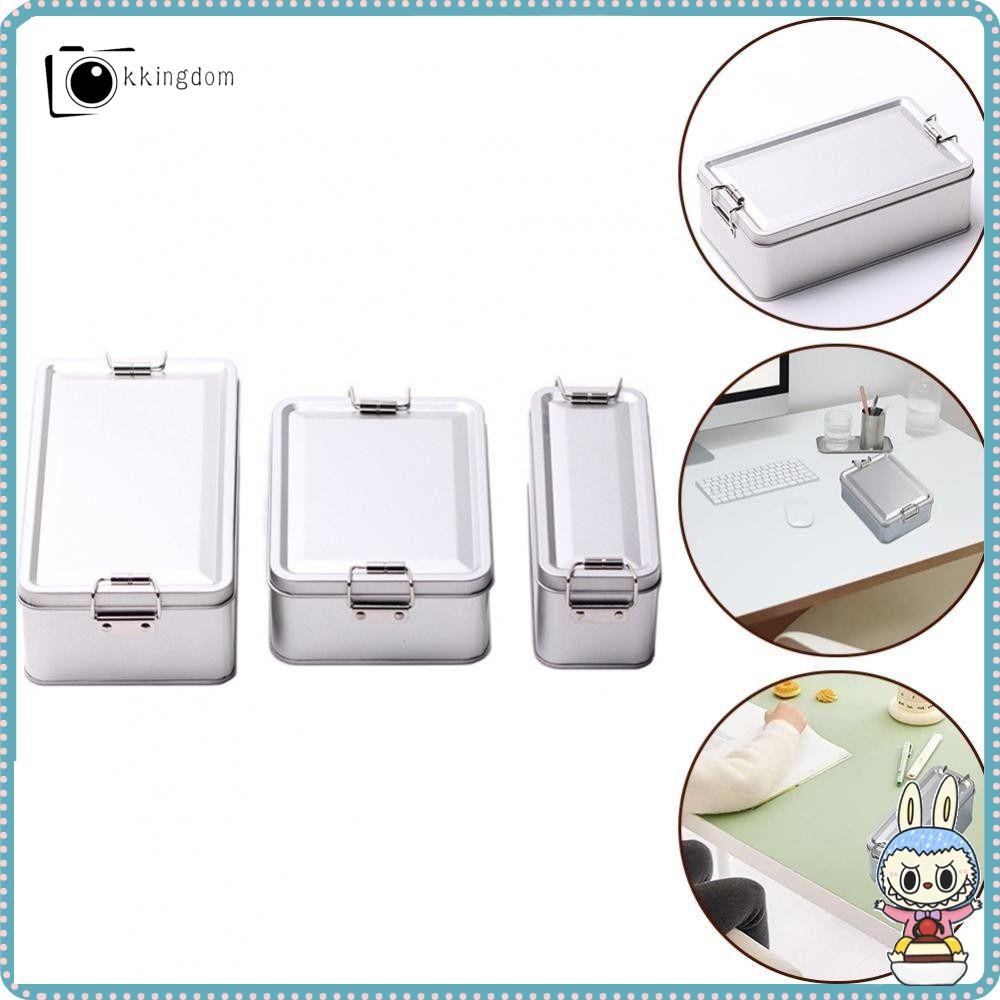 Kkingdom กล่องเหล็กสี่เหลี่ยมพร้อมฝาปิดกล่องบรรจุภัณฑ์เค้กสมัยเก่ากล่องเก็บของโลหะกล่องขนมที่ทนทาน