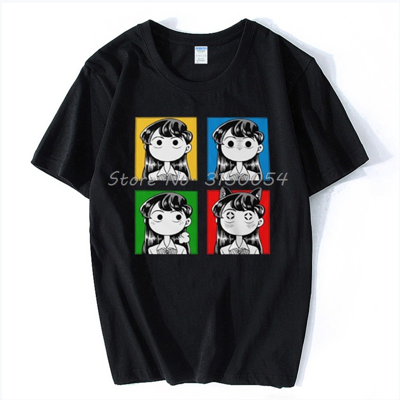 Komi-san Mosaic T เสื้อ Komisan Komi San Miss Komi มังงะการสื่อสารเสื้อยืดผู้ชายผ้าฝ้ายเสื้อยืดอะนิเ