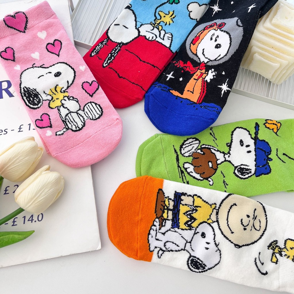 Snoopy Socks Girls Cotton Cute Socks Anime Cartoon Ped Socks