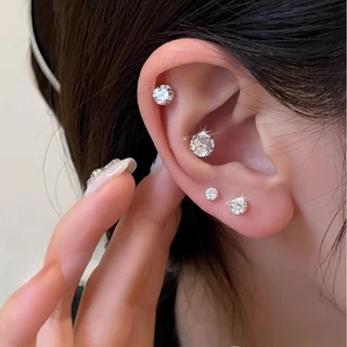 Roselife 1PC Shining Silver คริสตัล Pierced ต่างหูสตั๊ดสําหรับผู้หญิงสาว Hypoallergenic หู Studs เครื่องประดับอุปกรณ์เสริม