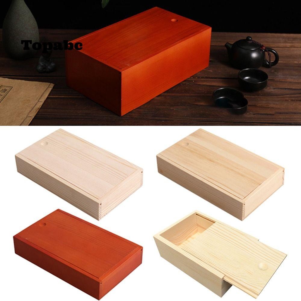 TOP Wooden Box Home Decoration Card Keeper With Slide Top Beads Container