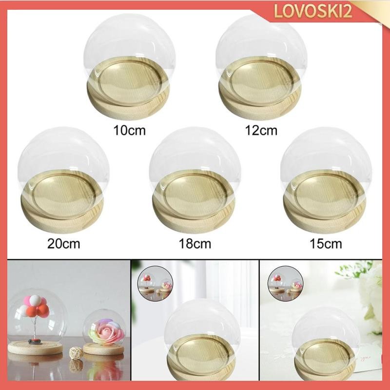 [Lovoski2] ฝาครอบขวดโหลแก้ว ฐานไม้ ขนาด 10 ซม. สําหรับใส่โดมดอกไม้