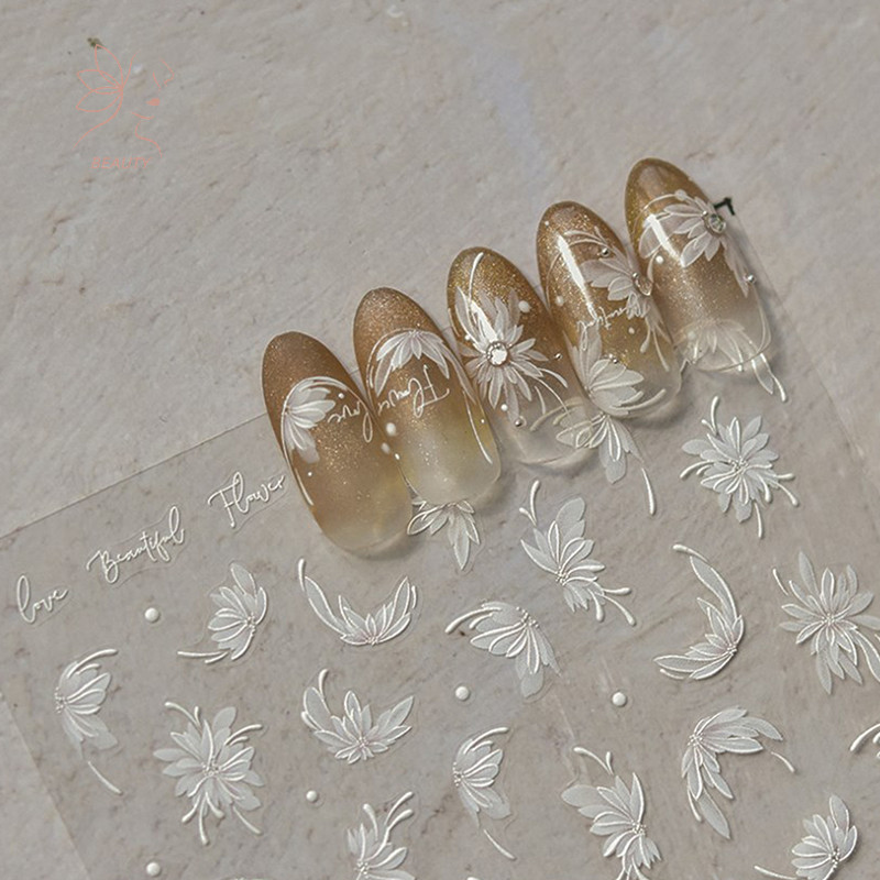 [maybeauty] Dainty Dahlia Shape Nail Sticker Stereoscopic Nail Relief Decal ตกแต่ง DIY Enhancement กาวสติกเกอร์ {TH}