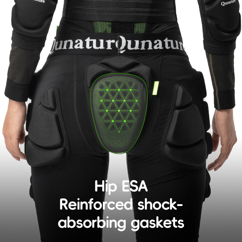 Qunature กางเกงขาสั้นสกีป้องกันสะโพกความปลอดภัยกันลมผ้ายืดที่อบอุ่นเล่นสกีอุปกรณ์ลูกกลิ้ง สำหรับผู้ชายและผู้หญิง — صورة 5