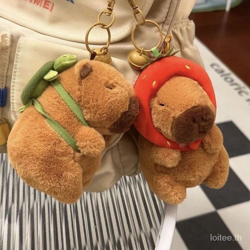 คาปิบาร่า Capybara พวงกุญแจ พวงกุญแจตุ๊กตาคาปิบารา น่ารัก ของเล่นสําหรับเด็กผู้หญิง ตุ๊กตาผ้ากํามะหยี่ขนนิ่ม