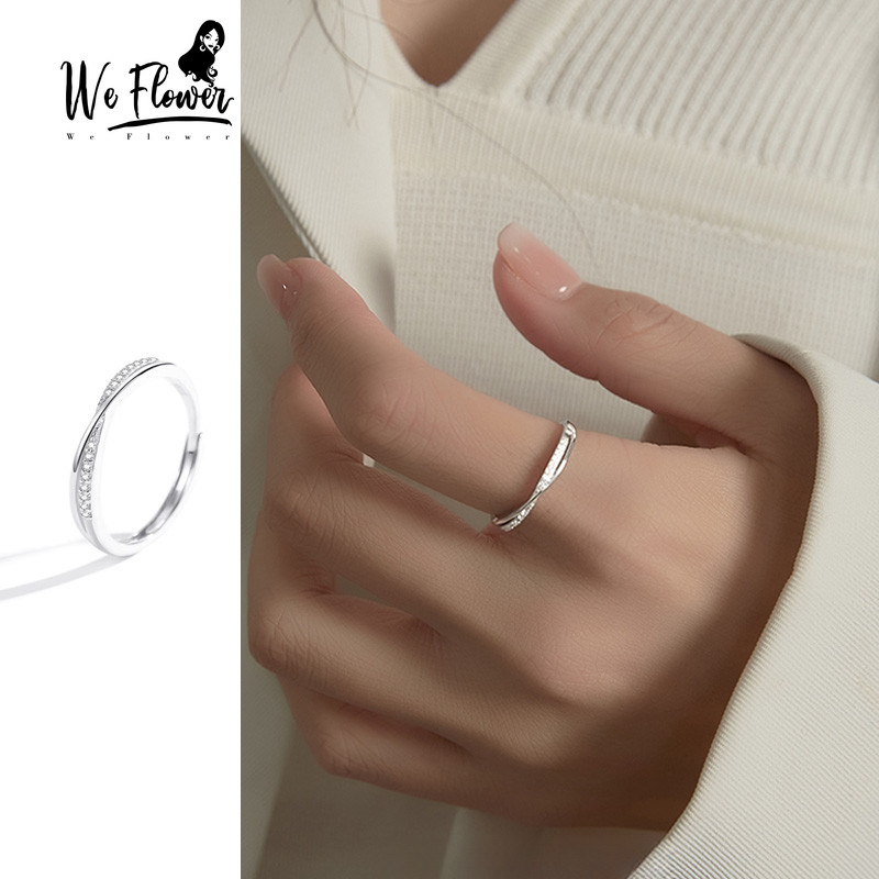 We Flower Delicate S925 Silver Sparkling Glitters Twisted Line Ring for Women Girls Daily Wear Pick Free Rings Finger Jewelry