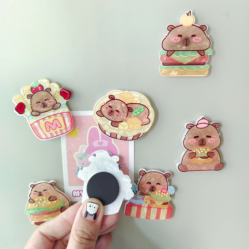 ฮัมบูร์ก คาปิบาลา แม่เหล็กติดตู้เย็นตู้เย็นสติกเกอร์การ์ตูนน่ารักตกแต่งสติกเกอร์แม่เหล็กบุคลิกภาพสร้างสรรค์สติกเกอร์แม่เหล็ก