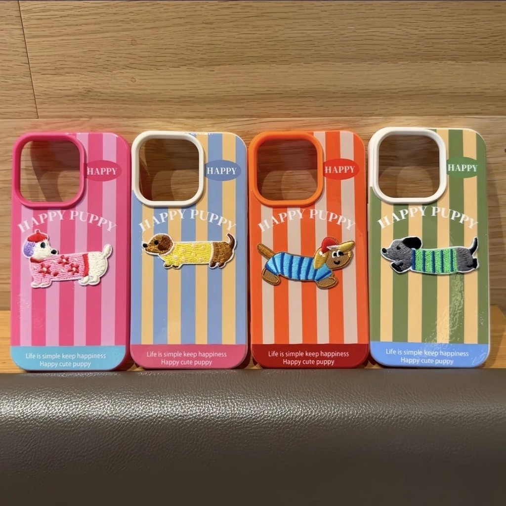 ปักลายหนังสุนัขน่ารักเหมาะสําหรับ IPhone 11/12/13 ProMax ความคิดสร้างสรรค์ส่วนบุคคล X/XR/XMMAX เคสโทรศัพท์ IPhone 7/8 Plus Anti Drop IPhone 14/15 Pro