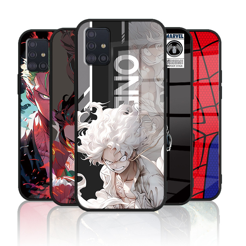 เคสกระจก Samsung galaxy A51 A31 A71 เคสกระจกนิรภัยฮาร์ดฝาหลังขอบซิลิคอนอ่อน