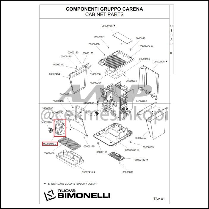 ฝาครอบหัวกลุ่ม Nuova Simonelli Oscar II ดั้งเดิมหยาบ