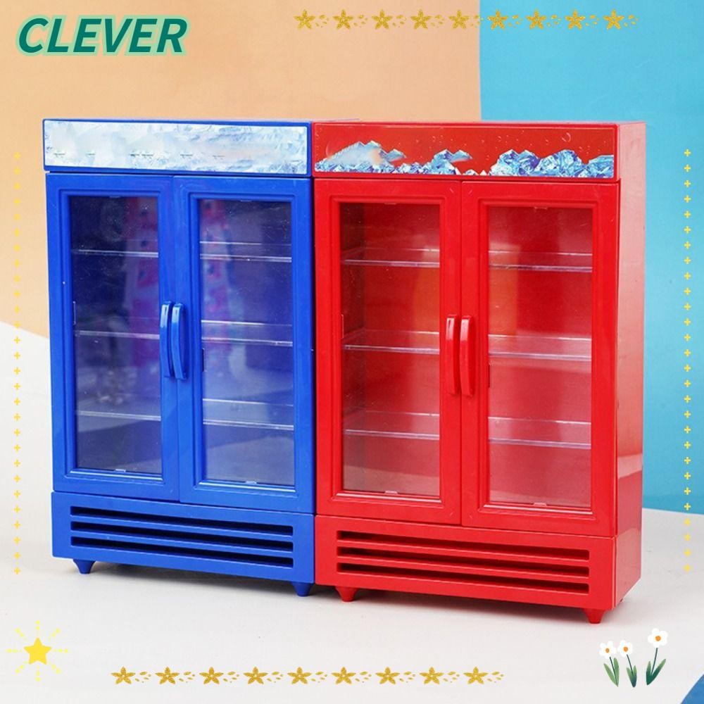 Clever 1:12 บ้านตุ๊กตาตู้เย็นขนาดเล็ก,ตู้แช่แข็งสีเงินตู้เย็นคุณภาพสูง,อินเทรนด์สองประตูซูเปอร์มาร์เก็ตรุ่น Microscene