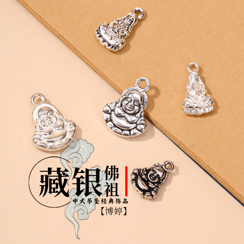 จี้เงินทิเบตเจ้าแม่กวนอิมพระพุทธรูปทำด้วยมือ DIY เครื่องประดับเครื่องประดับสร้อยข้อมือสร้อยคอจี้จี้เงินแม้วเครื่องประดับจี้