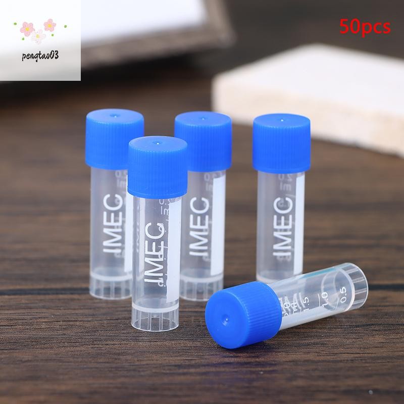 Pengatao03 50 ชิ้น 1.8 มิลลิลิตร (2 มิลลิลิตร) พลาสติกสําเร็จการศึกษา Cryovial พลาสติกหลอดทดลองหลอดแช่แข็งตัวอย่างหลอดเก็บเย็นพร้อมฝาเกลียวใหม่