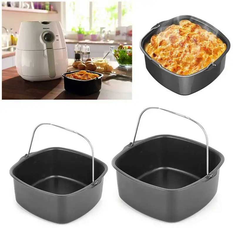7/8 Inch Non-stick Baking Mold Air Fryer Pot Square Tray Pan Roasting Pizza Cake Basket Bakeware Kit