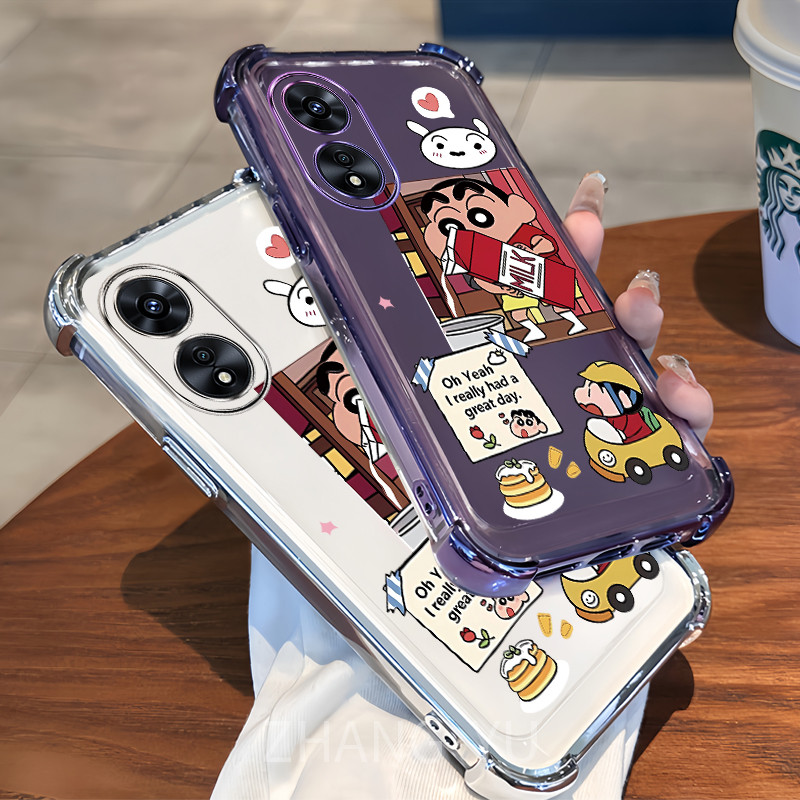 การป้องกันการล่มสลาย case สําหรับ OPPO A17 A97 5G A38 4G A18 A60 TPU ใหม่เปลือกนิ่มโปร่งใสระดับไฮเอนด์พร้อมลายการ์ตูนบนเคสโทรศัพท์