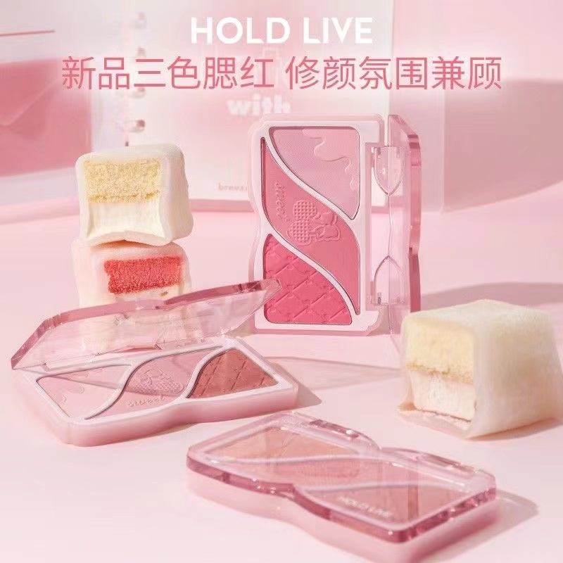 HOLD LIVE  Small Emotional Tricolor Blush Matte Expansion Shrink Apricot Pink Comprehensive Palette