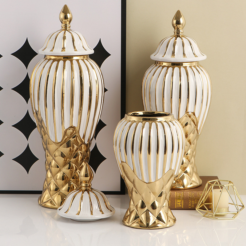 Nordic light หรูหราเซรามิคหัตถกรรมเครื่องประดับตกแต่งนุ่มทั่วไป jar ห้องนั่งเล่น B & B โรงแรมดอกไม้ใส่บ้าน jar