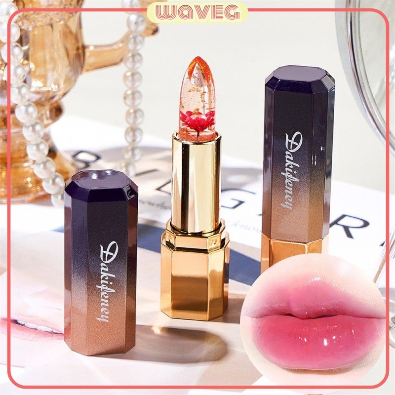 Dakifeney Flower Crystal Lipstick Set ลิปกลอสเจลลี่เปลี่ยนสี ไม่มัน ให้ความชุ่มชื้น ลดเลือนริ้วรอยบนริมฝีปาก 3 สี WAVETH