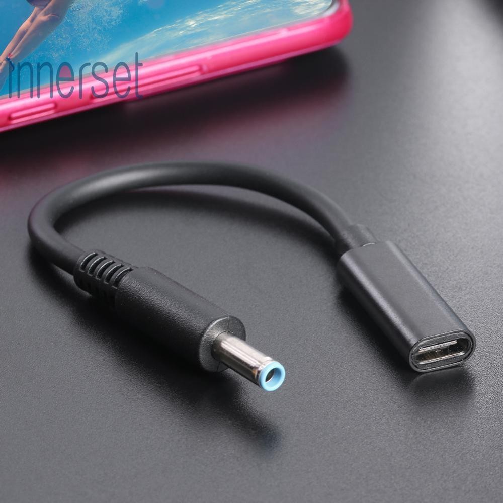 Pd USB Type C Female to 4.5x3.0mm DC Jack Laptop Charger Adapter for HP [innerset.th]